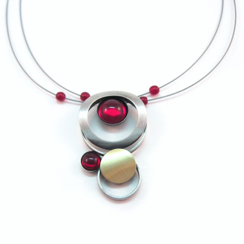 Stacked Circle Two-tone Red Acrylic Stones by Crono Design - Click Image to Close
